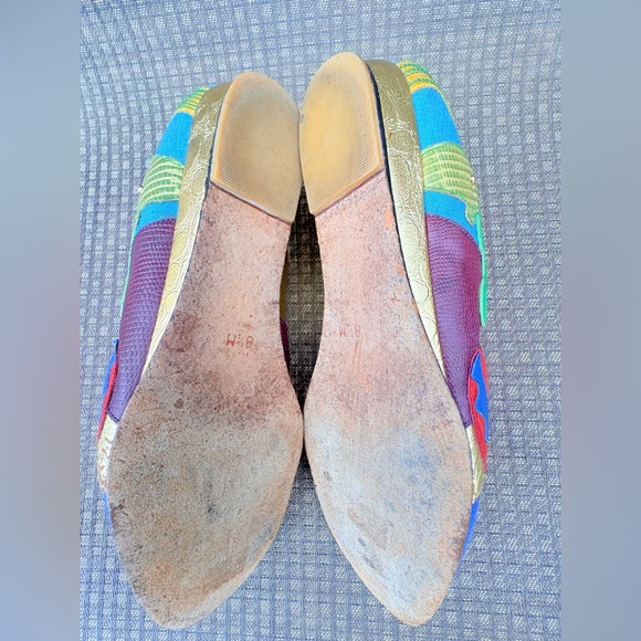 Vtg 80’s Beverly Feldman Women’s 8.5 Leather Wedge Flats Southwest Cowboy Desert - Picture 10 of 11